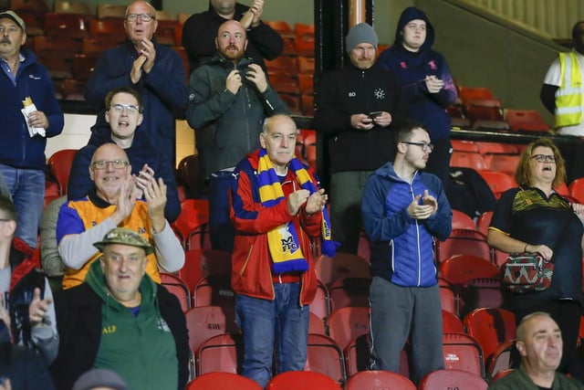 Stags fans during the Papa John's Trophy match against Grimsby Town.