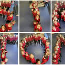 The children opted to spell out 'Sir Tom' alongside other tributes throughout the day