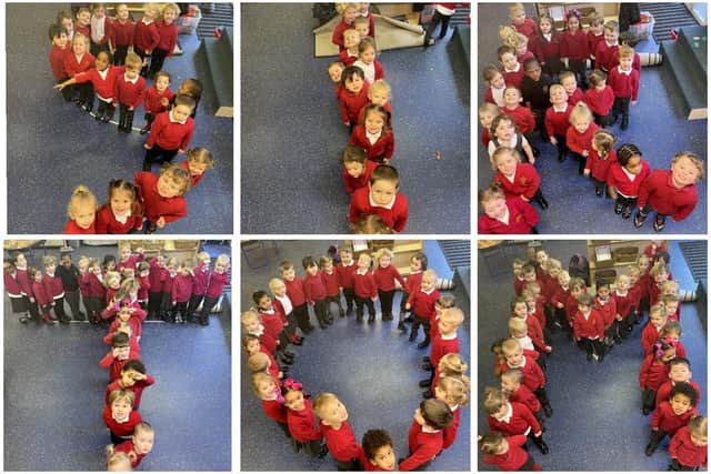 The children opted to spell out 'Sir Tom' alongside other tributes throughout the day