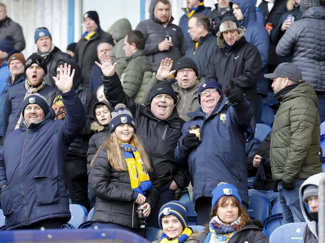 Mansfield Town fans ahead of kick-off on Saturday.
