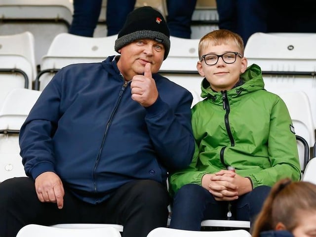 Stags fans enjoy a 2-1 win at Stevenage in 2021.