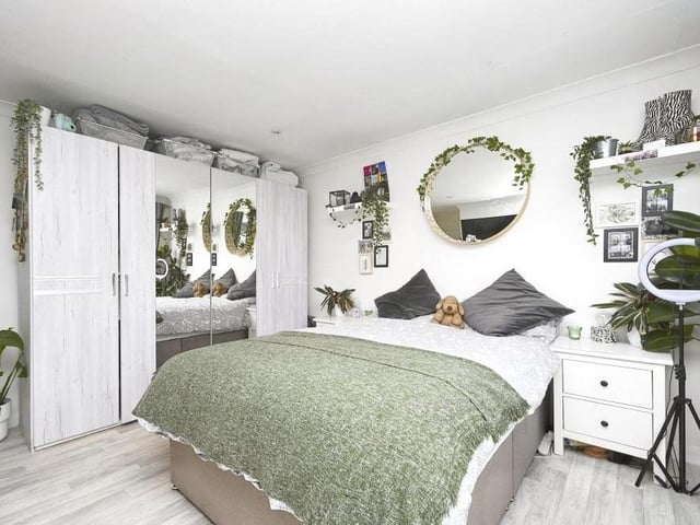 The nature theme of the £370,000 Sutton bungalow is very much maintained in this attractive bedroom.