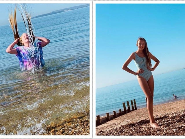 Scarlett and Bessie-Sue Elder, aged 11 and 12, enjoy the sunshine on Hayling Island. Picture: Leigh-ann Vassallo