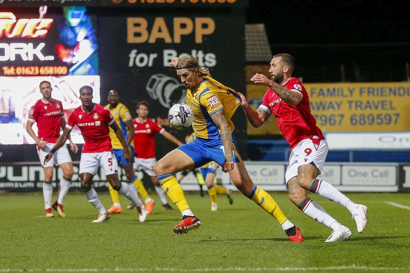 Defender Aden Flint's progress is hampered in the home league stalemate against Wrexham in October.