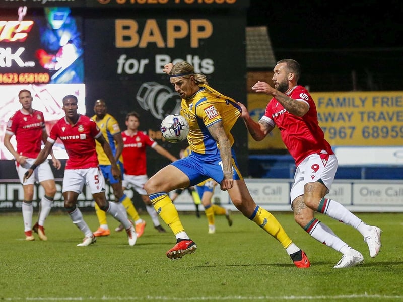 Defender Aden Flint's progress is hampered in the home league stalemate against Wrexham in October.