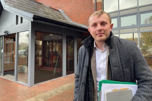 Disgraced councillor Tom Hollis outside Ashfield Council.