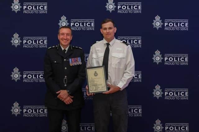 A quick-thinking Special Constable who helped save a man’s life after he threatened to jump from a motorway bridge has been recognised with an award.
