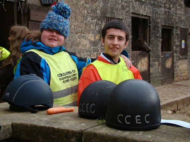 Students from Stubbin Wood School and Whaley Thorns Primary School attended the Coloured Cob riding stables