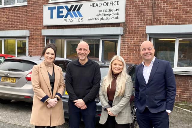 From left, Sky Recruitment Solutions’ business manager Beckie Elliott, Tex Plastics manufacturing director and general manager Guy Sentance, Sky recruitment consultant Jody Blayloc and Sky managing director David Torrington.