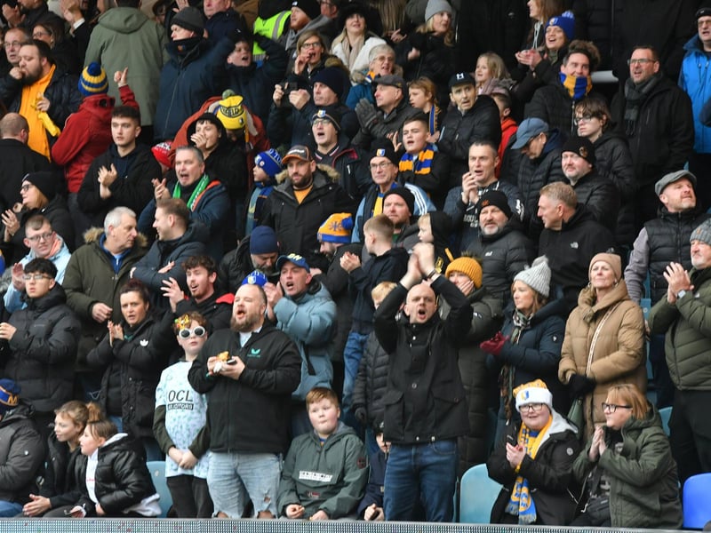 Mansfield Town fans watch the brilliant win at Peterborough United.