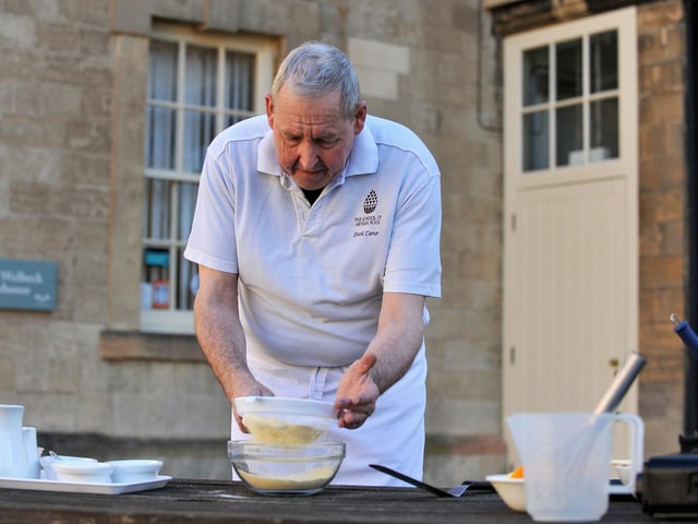 Vegan pancake cooking demonstration with David Carter of Welbeck School of Artisan Food