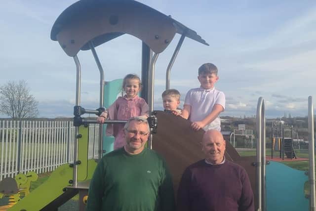 Cllr Andy Burgin and Parks Development Officer Andy Chambers opening a new play area in Forest Town