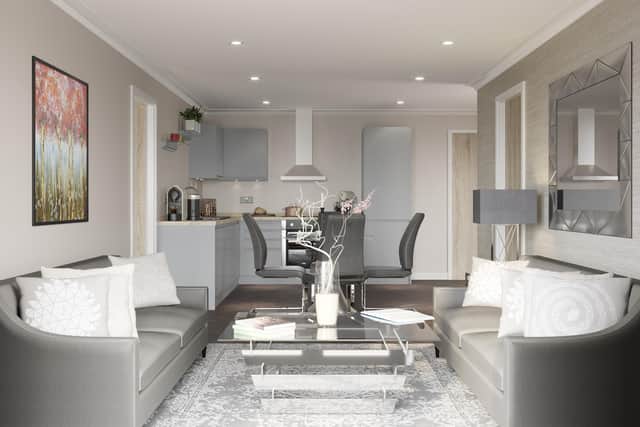 The kitchen in the show apartment.