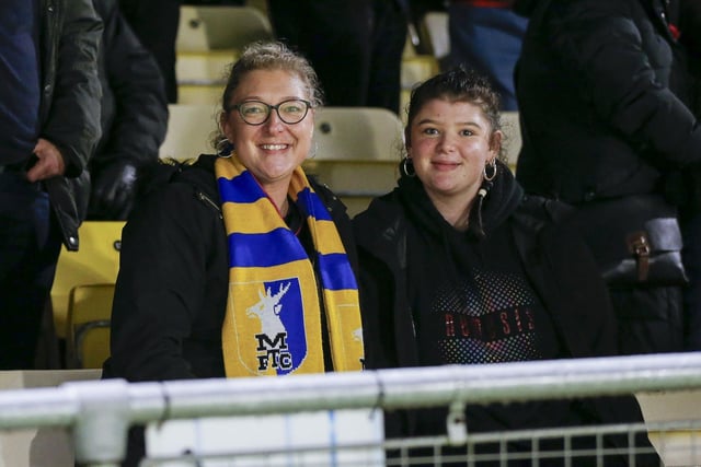 Stags fans at the Sky Bet League 2 match against Harrogate Town AFC at The EnviroVent Stadium, 24 Oct 2023  
Photo credit : Chris & Jeanette Holloway / The Bigger Picture.media:Mansfield Town fans enjoy a cracking win at Harrogate.