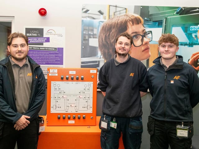 Apprentices from AF Switchgear with some of their project work on display