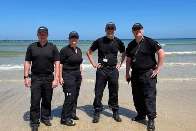 Chief Inspector Clive Collings, third from the left, with the three South Yorkshire Police sergeants during their time working in Cornwall at the G7 Summit - an informal grouping of advanced democracies that meets annually to coordinate global economic policy and address other transnational issues.
