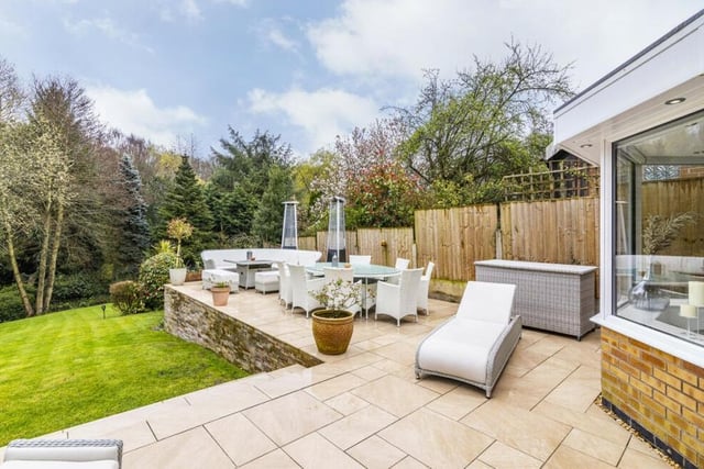 This raised patio area in the rear garden is the perfect spot to entertain family and friends during the summer.