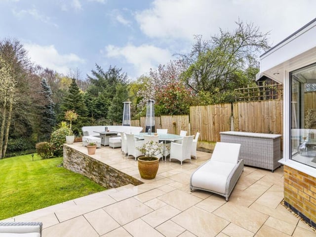 This raised patio area in the rear garden is the perfect spot to entertain family and friends during the summer.