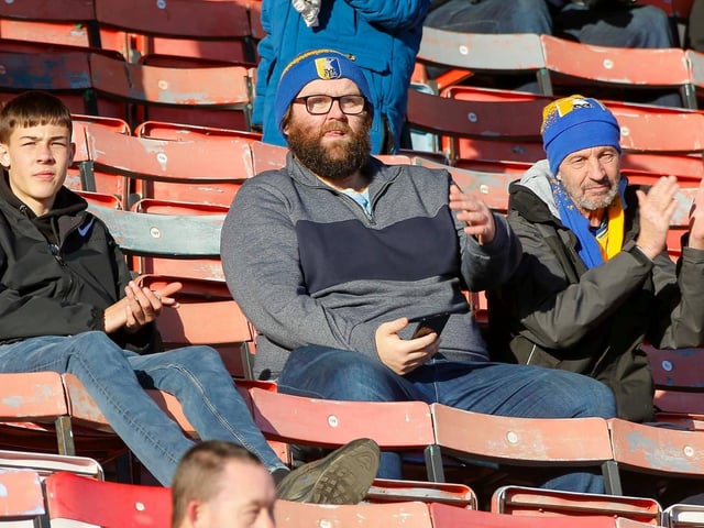 Mansfield Town fans at the defeat to Swindon Town.