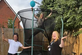 Bouncing for joy at Cherry Tree House after the CQC report are (from left), the home's social care peripatetic manager Kiri Fulwood and deputy managers Sophie Hill and Christie Asplin.