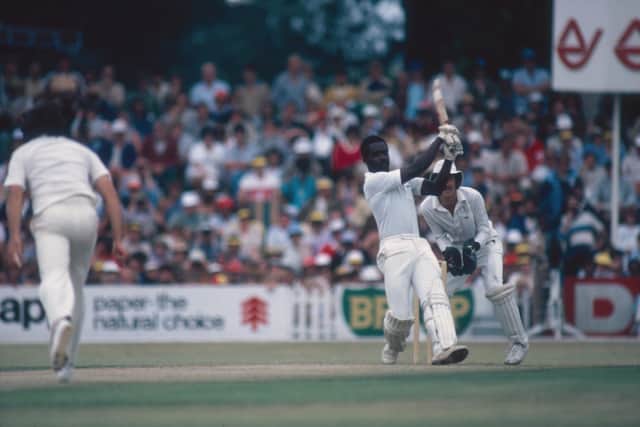 Peter Hacker picked up the wicket of Collis King as Notts entertained the West Indies in 1975. (Photo by Adrian Murrell/Getty Images)