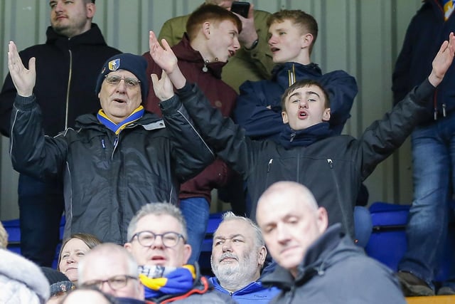 Mansfield Town fans enjoy victory at Tranmere Rovers.