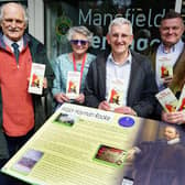 Representatives from local groups show the interpretation board and trail booklet to mark the launch of the Major Hayman Rooke heritage project. They are (from left): Chris Thompson, of the Ramblers Association, Ann Sewell, archivist for the Mansfield Woodhouse Heritage Link group, Denis Hill, local historian, Cllr Craig Whitby, deputy mayor of Mansfield, and Joyce Bosnjak, chair of the heritage link group.