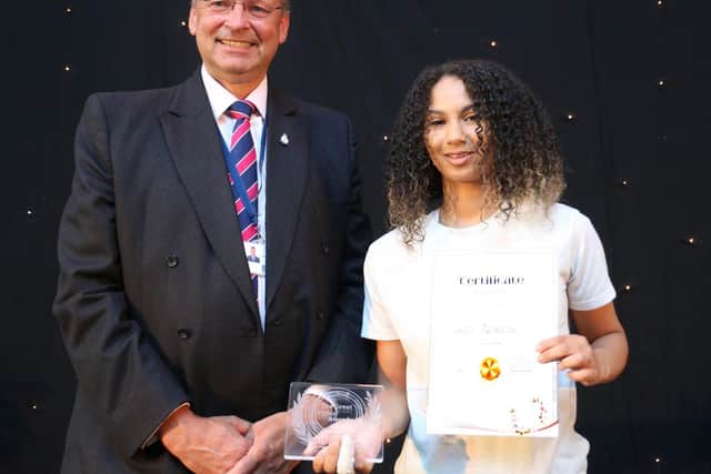 Andrew Cropley with principal's award winner Freya Anderson. Picture: Rebecca Howarth/West Nottinghamshire College
