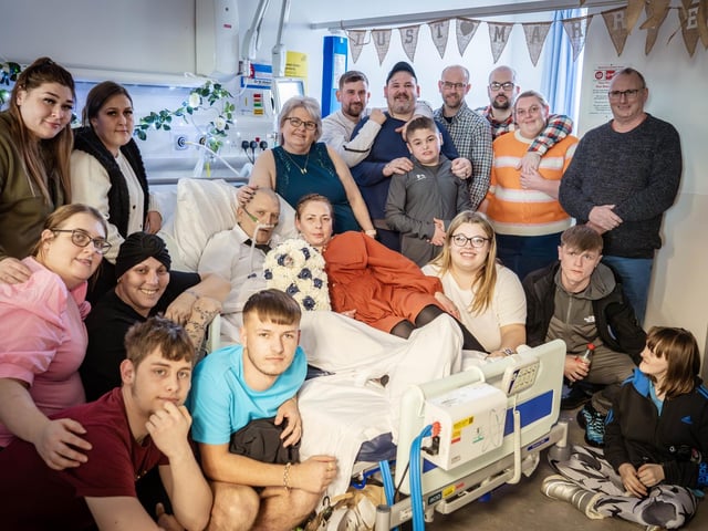Philip Westwood, 52, married his sweetheart Claire at a very special wedding ceremony which took place on Ridgeway ward at the Chesterfield Royal Hospital on Thursday, January 16.