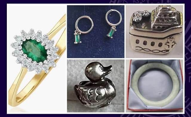 These are not the actual stolen items but are very similar pieces of jewellery found online.