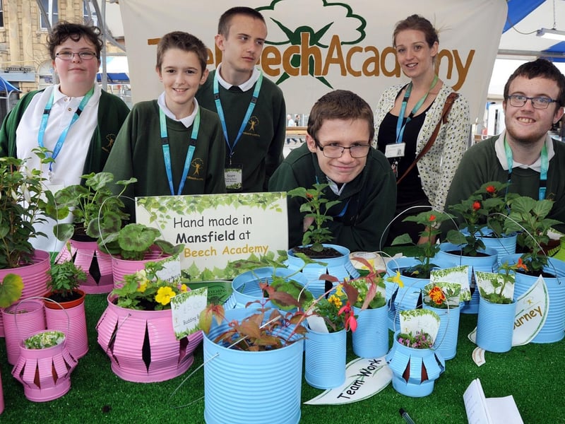 The Budding Beech's from Beech Academy from left, Sarah Williams, Josh Morley, Scott Bowskill, Josh Wright and Callum Hobbs, with teacher Miss Heidi Warrington on their market stall.