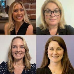(top l-r clockwise) Sarah Littler, Clinical Nurse Specialist/Professional Nurse Advocate for the East Midlands Forensic CAMHS service (F-CAMHS) Lynsey Regan, Community Learning Disability Nurse, Rebecca Sams, Community Learning Disability Nurse, Esther Jenkinson, Service lead, in Children's Community Nursing services.