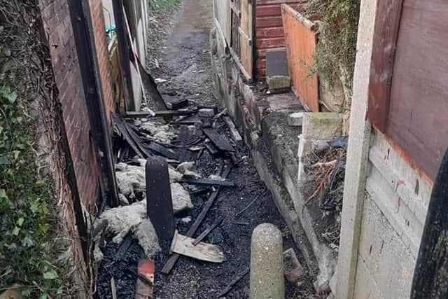 The badly damaged fence off Scarcliffe Street in Mansfield.