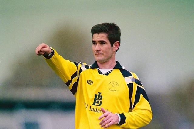 Burton Albion player-manager Nigel Clough makes a point during a FA Cup 1st Round match between Burton Albion and Rochdale on October 30, 1999.