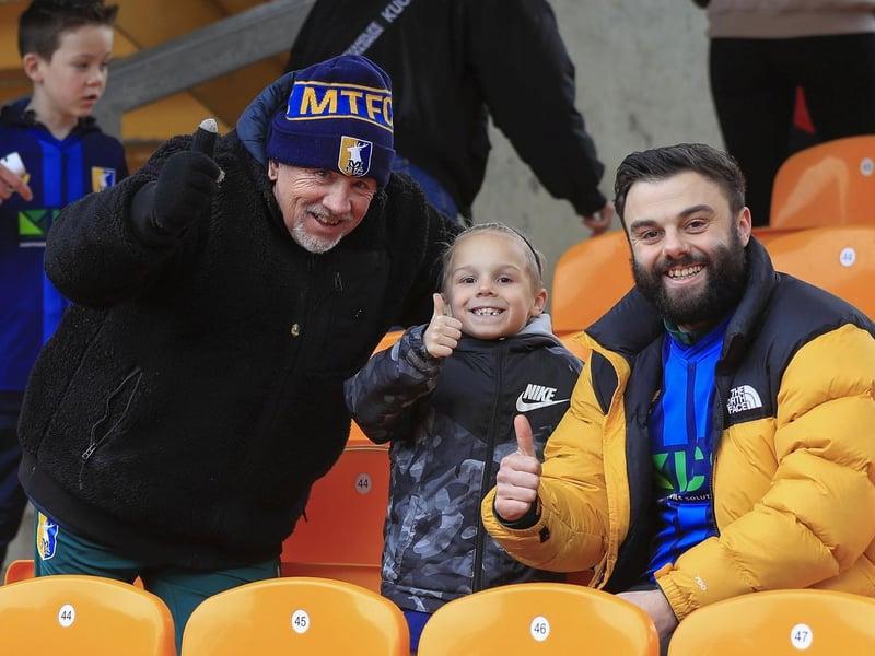 Mansfield Town fans ahead of the big win at Bradford.