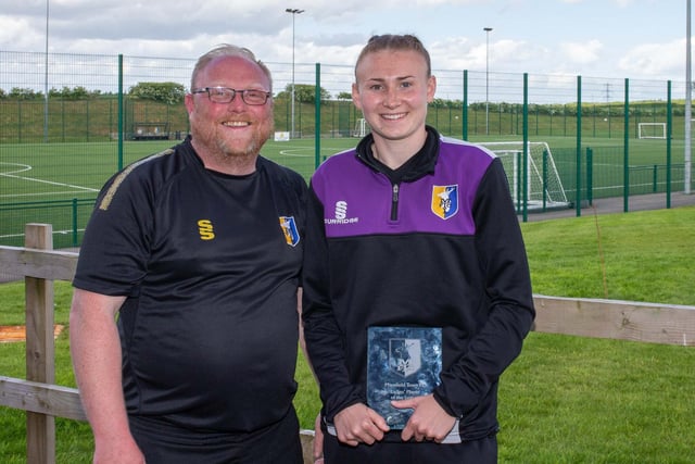 Ladies player of the season, presented by Stags Ladies director of football Allan Woodfield, went to centre forward and top scorer Ellie Marshall.