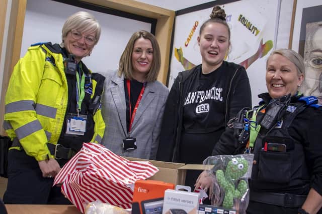 PCSO Leah Morton, Hannah Crosby, Joanie Stevens and PCSO Amanda Parkes, The Samworth Church Academy