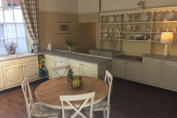 Inside the kitchen.