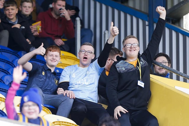Mansfield Town fans before kick-off against Swindon Town.