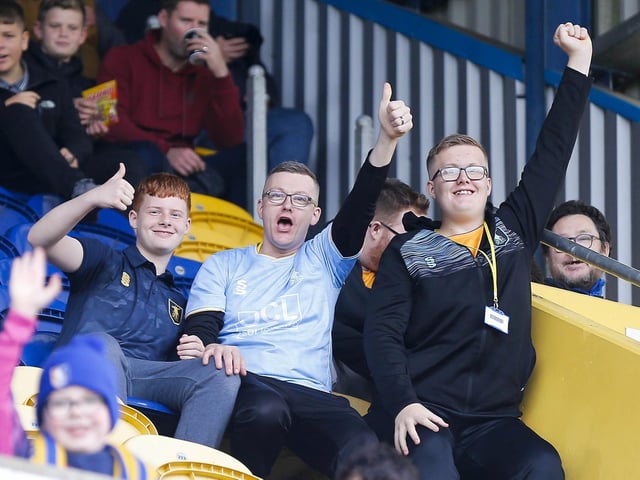 Mansfield Town fans before kick-off against Swindon Town.