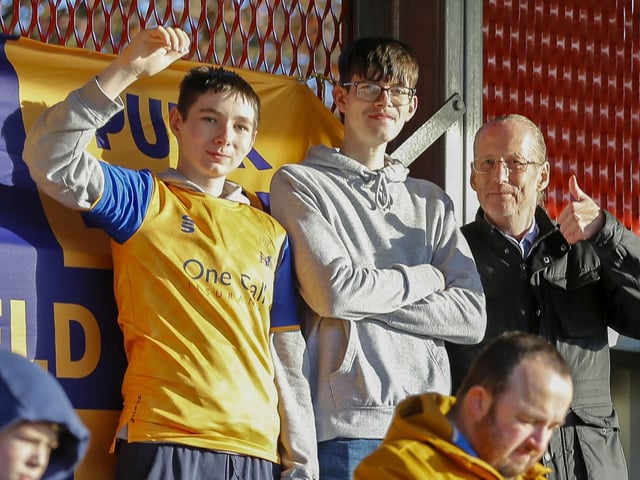 Mansfield Town fans ahead of the win over Salford.