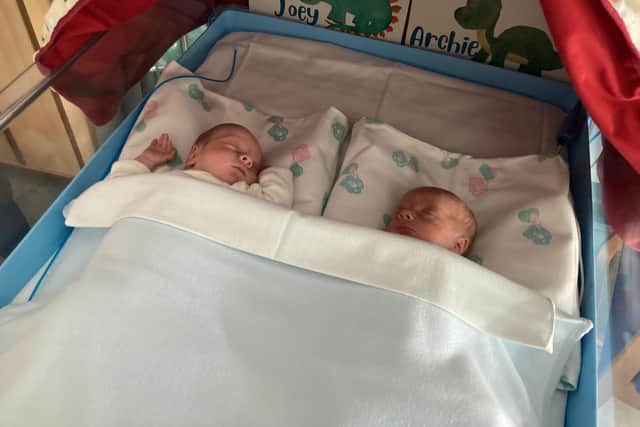Twins Archie and Joey Smith, who were born 11 weeks early, were one of the first sets of twins to benefit from the new double cot at King’s Mill Hospital