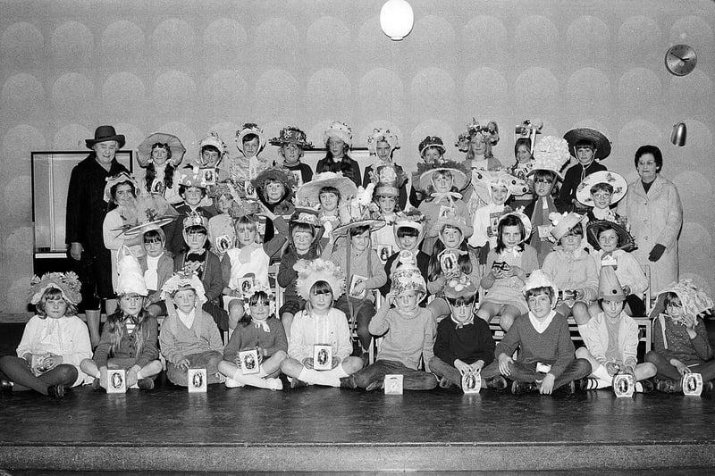 Mansfield's Ladybrook School's Easter bonnets. Very 70s!