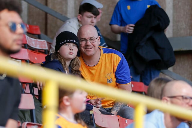 Mansfield Town fans ahead of kick-off at Swindon Town.