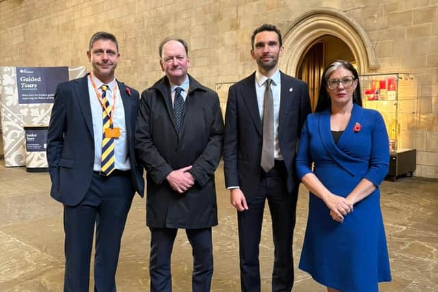 Natalie Fleet MP, Education Minister Josh MacAlister, Andy Burns, CEO, and Richard Pierpoint, regional director, from Redhill Academy Trust after the debate.