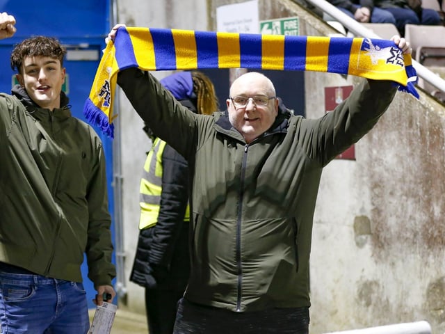 Mansfield Town fans at Northampton Town last night.