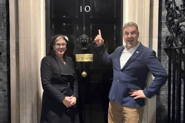 Bolsover MP Natalie Fleet with MHMB founder Paul Oxborough outside No.10. Photo: Submitted