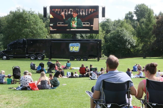 Festival-goers enjoy Paddington on the big screen.