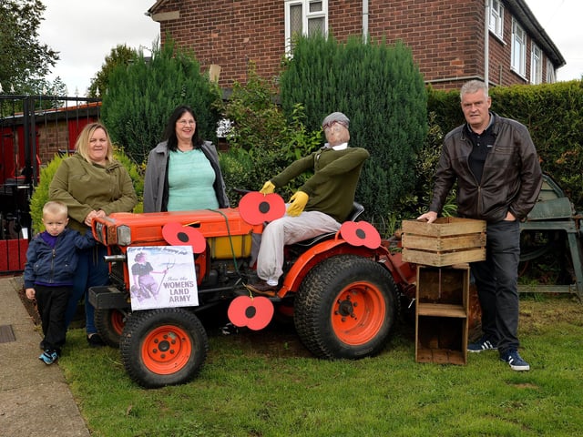 Judging of the Huthwaite Scarecrow competition in 2018, pictured are Ali Lakin with Son Mason, three, Mandy Hernon and Coun Lee Anderson