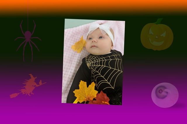 Gemma's 'little spider witch' Alice-Isabella Rose, aged 3 months.